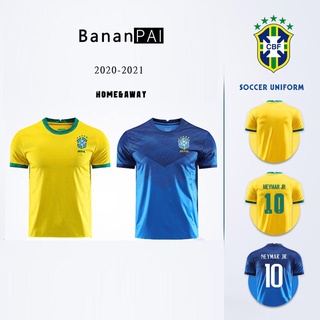 เสื้อกีฬาแขนสั้น ลายทีมชาติฟุตบอล Brazil 2020-21 ชุดเหย้า ชุดเครื่องแบบ Nemaer สําหรับเด็ก มี 10 ชิ้น