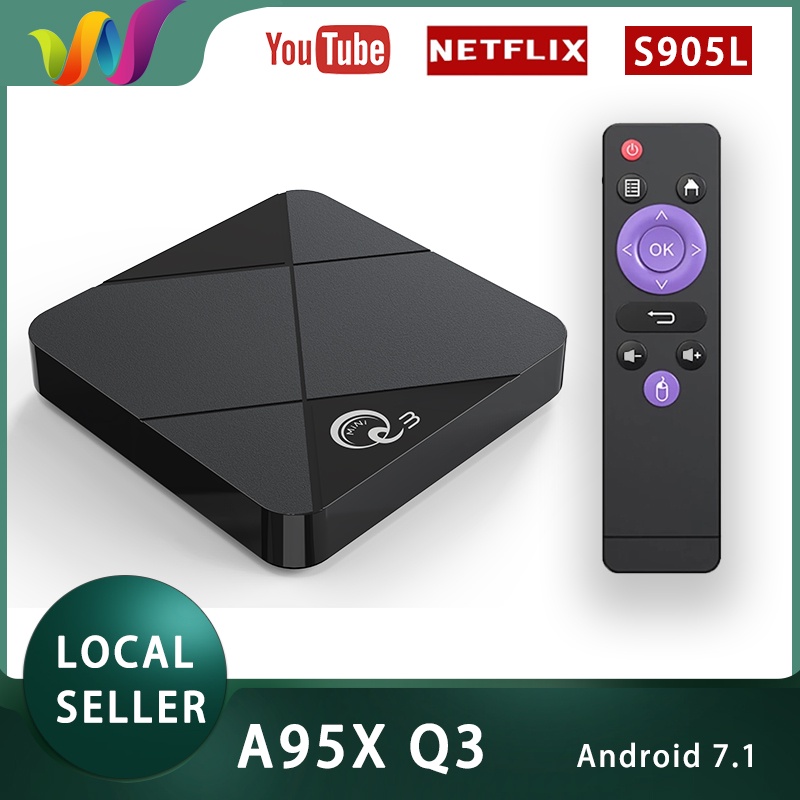 TV BOX A95X Q3 Ram 2GB Rom 16GB Android 7.1 กล่องแอนดรอย CPU S905 2.4G Wifi Mini Q3 Android Tv Box Y