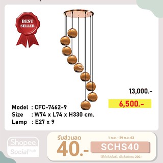 CH-7462-9 โคมไฟติดเพดาน LED#ฟรีหลอด#