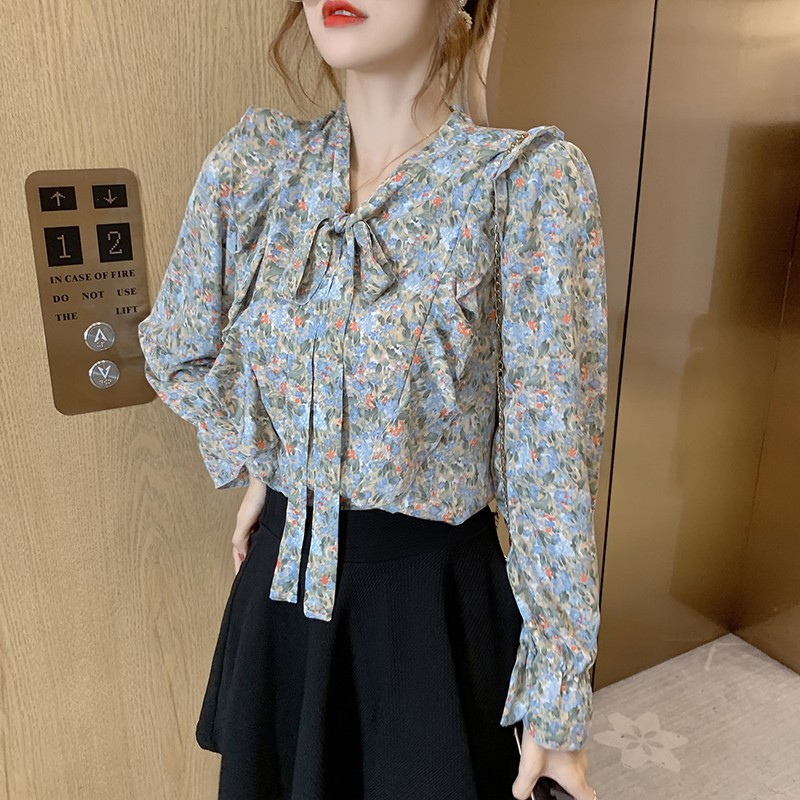 เสื้อชีฟองสาวอวบ ลายดอก กราฟฟิค ราคาถูก