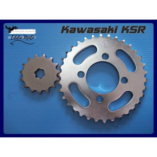 KAWASAKI KSR (15T) FRONT &amp; (34T) REAR SPROCKET SET PAIR // สเตอร์หน้า+หลัง KAWASAKI KSR