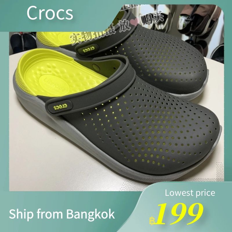 ส่งจากกรุงเทพ Crocs LiteRide สีเทา เปล่งแสง Clog แท้ หิ้วนอก ถูกกว่าshop รองเท้าขนาดใหญ่ รองเท้าแตะผู้ชาย