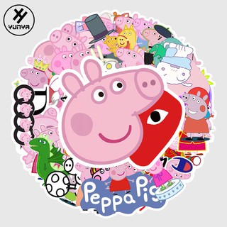 สติกเกอร์เด็ก ลาย Peppa Pig สําหรับติดตกแต่ง สเก็ตบอร์ด กันน้ำ กีตาร์ กระเป๋าเดินทาง