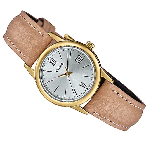 นาฬิกาข้อมือผู้หญิง นาฬิกาข้อมือผู้หญิง นาฬิกาแบรนด์เนม Casio Standard นาฬิกาข้อมือผู้หญิง สายหนัง สีน้ำตาล รุ่น LTP-V00