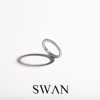 SWAN - Two Row Pinky Ring แหวนเงินแท้ แหวนฝังรอบ ฝังเพชรคิวบิกเซอร์โคเนีย cubic zirconia