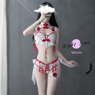 ชุดกี่เพ้า ชุดนอนเเซ็กซี่ ระบายฟู่ลูกไม้ N-349 พร้อมส่ง