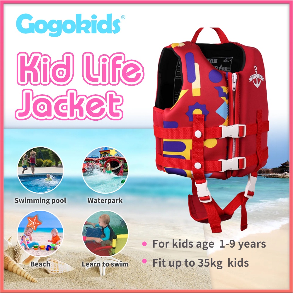 Gogokids เสื้อชูชีพสำหรับว่ายน้ำ เสื้อชูชีพสำหรับเด็กวัยหัดเดิน 1-9 ปี เหมาะสำหรับชายหาดหรือสระว่ายน้ำ 8-35 กก.