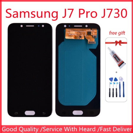 Super Amoled LCD สําหรับ Samsung Galaxy J7 Pro 2017 J730 J730F จอแสดงผล LCD และ Touch Screen Digitiz
