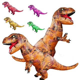 เครื่องแต่งกายคอสเพลย์ไดโนเสาร์ T REX แบบเป่าลม สําหรับผู้ใหญ่ และเด็ก เหมาะกับงานปาร์ตี้ฮาโลวีน