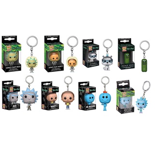 Pocket Pop! Funko Pop พวงกุญแจ: Rick and Morty Mr. Meeseeks Pickle Rick Snowball พวงกุญแจ โมเดลตุ๊กตาของเล่น