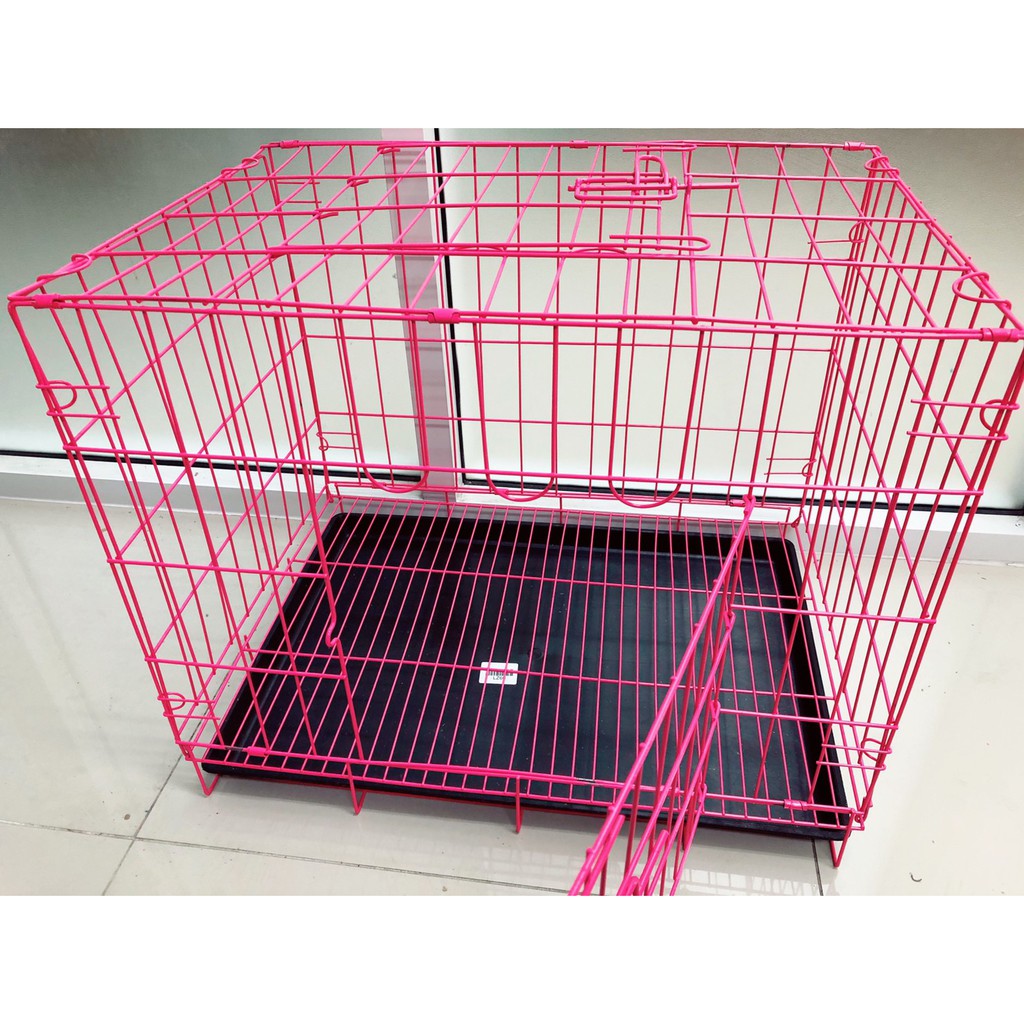 กรงสุนัข กรงแมว กรงสัตว์เลี้ยง สามารถเปิดได้ฝาบน มีถาด สีดำ ขนาด 60*42*50 CM (ยาว*กว้าง*สูง)