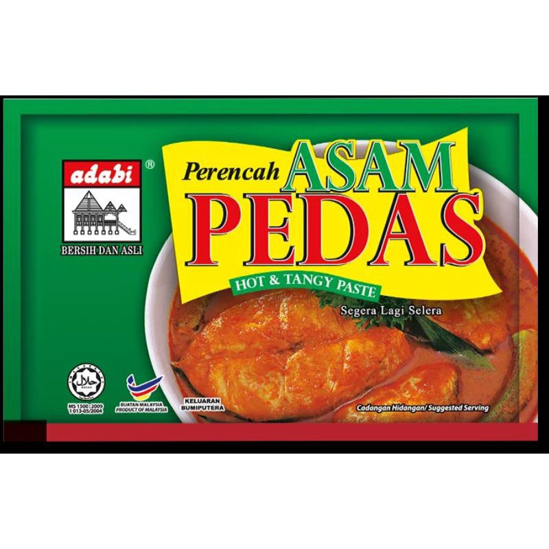 เครื่องแกงส้ม มาเล Adabi Perencah Asam Pedas (Hot & Tangy Paste) 70g - Cuisine good taste of spicy Product of Malaysia