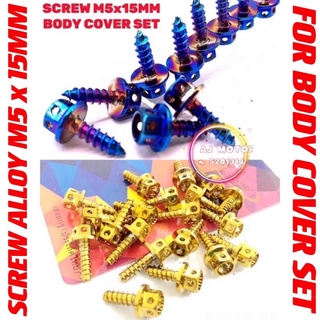 สกรูน็อตสกรีน M5X15 มม. ไทเทเนียม สีทอง สําหรับ YAMAHA HONDA Y15ZR Y16ZR RSX150 RS150 LC135 NVX M5 15 มม. 1 ชิ้น