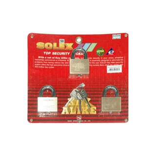 กุญแจคีย์อะไลท์ SOLEX EXTRA50/3 50 MMPB 3 ตัว/ชุด SOLEX 50MMKAEXTRA50/3 KA PADLOCK 3EA/SET