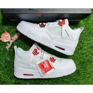 Air Jordan 4 L3E3 ERV2 รองเท้าโลหะ สีขาว สีแดง สําหรับผู้ชาย