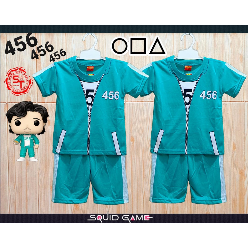 ชุดเสื้อยืดเด็กชาย / เด็กผู้หญิง เกมปลาหมึก MOTIF COSTUME / SQUID GAME CHILDRENS CLOTHES อายุ 1-10 ป
