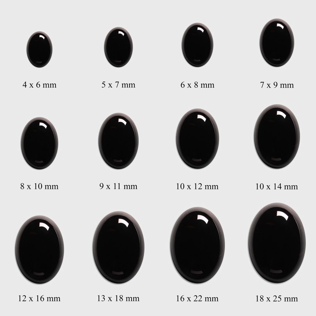 ONYX STONE ขนาด 3x5 - 13x18 MM OVAL | ONYX OVAL SHAPE สีดําธรรมชาติสําหรับแหวนและเครื่องประดับ