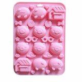 Freshyware แม่พิมพ์ซิลิโคน พิมพ์วุ้น ทำน้ำแข็ง ทำ chocolate food grade บ้าน หมู Piggy Home (Multicolor)