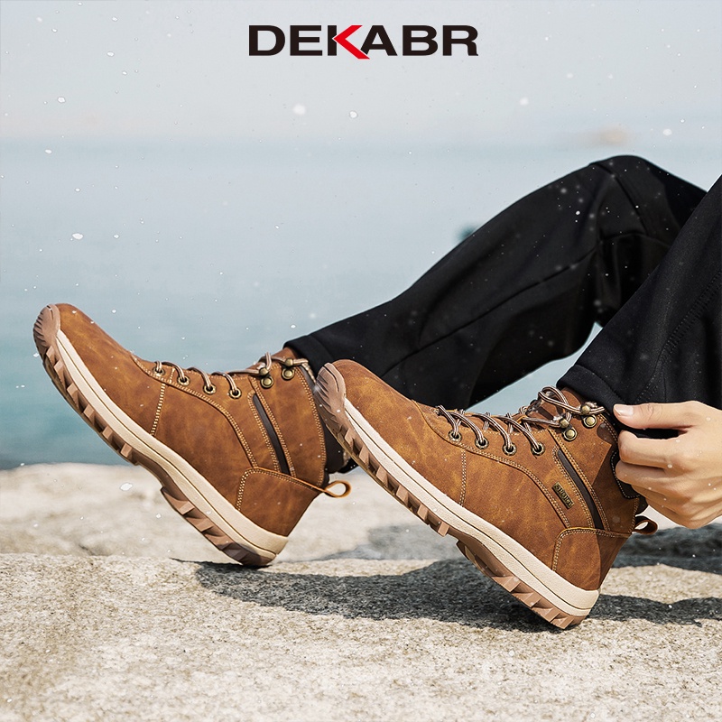 Dekabr รองเท้าบูทหนัง หุ้มข้อ แฮนด์เมด กันหิมะ กันน้ํา กันลื่น ให้ความอบอุ่น เหมาะกับใส่ทํางานกลางแจ้ง แฟชั่นฤดูหนาว สไตล์คลาสสิก สําหรับผู้ชาย