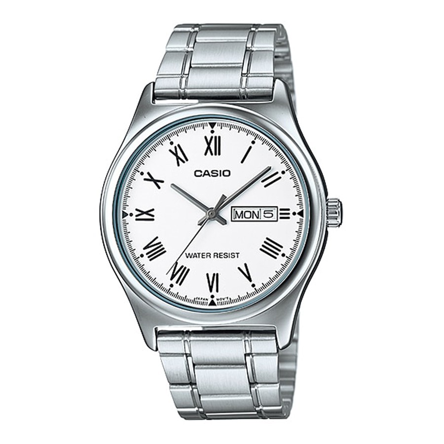 Casio Standard นาฬิกาข้อมือผู้ชาย สายสแตนเลส รุ่น MTP-V006,MTP-V006D,MTP-V006D-7B - สีเงิน