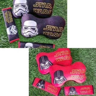 SET ที่หุ้มเบลท์ 1คู่+หมอนรองคอกระดูก 1คู่ ลาย STARWAR ใส่ได้กับรถทุกรุ่น ทุกยี่ห้อค่ะ