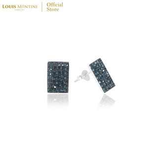 Louis Montini (Jewelry) Sterling Silver 925 Earrings ต่างหูเงินแท้ 92.5% ต่างหูผู้หญิง รูปสี่เหลี่ยม LJER28