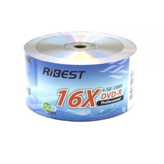 แผ่นดีวีดีบันทึกข้อมูล​ DVD-R Ribest 4.7GB 16X บรรจุ​ 50​ แผ่น