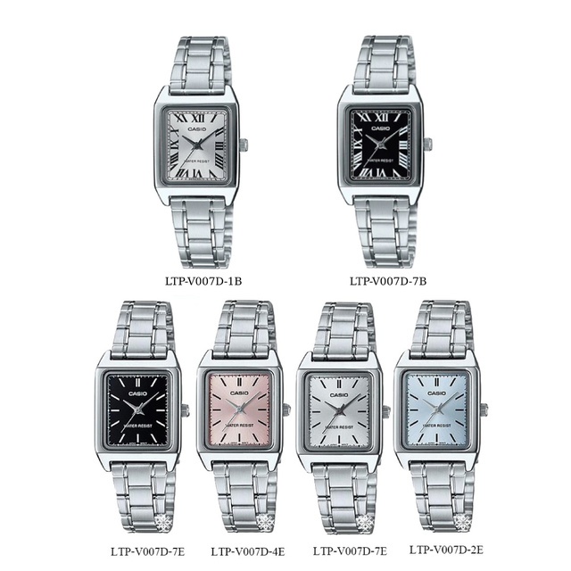 นาฬิกาสมาร์ทสำหรับสุภาพสตรี นาฬิกาผู้ชาย Casio Standart รุ่น LTP-V007D นาฬิกาผู้หญิง สายสแตนเลส ของแท้ประกันCMG รับประกั