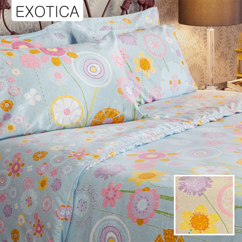 EXOTICA ปลอกผ้านวม/ผ้านวมเย็บติด ลาย Printemps ขนาด 100”x90” และ, 70”x90”