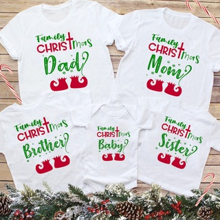 T-1pc Family Christmas Tshirt Dad Mom Grandpa Grandma Brother Sister Matcing Tee Family Set Wear Blouse Shirts + Baby R