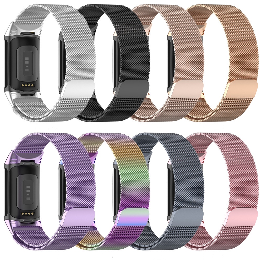 สายนาฬิกาข้อมือ สเตนเลส หัวเข็มขัดแม่เหล็ก แบบเปลี่ยน สําหรับ Fitbit Charge 5 6 Tracker