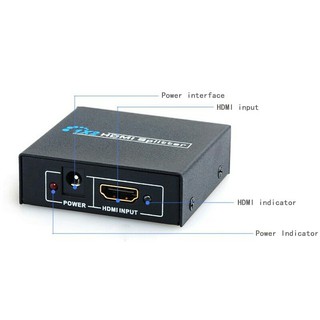 HDMI Splitter In 1 Out 2 พร้อมด้วย Power Adapter Splitter รองรับ HDMI 1080p,