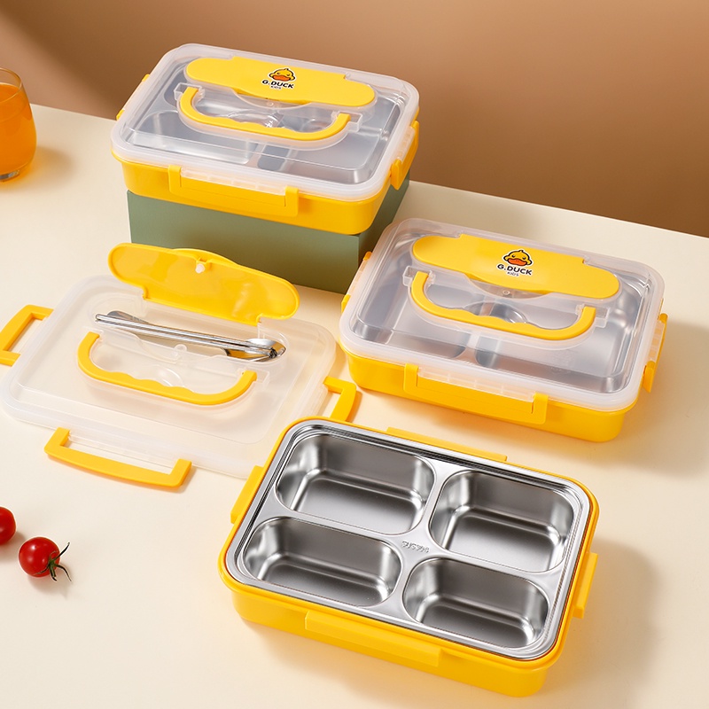 Shopee Thailand - ?Delivery 24 hours?Stainless steel lunch box 304 material 3 compartments 1000ML cute lunch box ?? with spoon and chopsticks