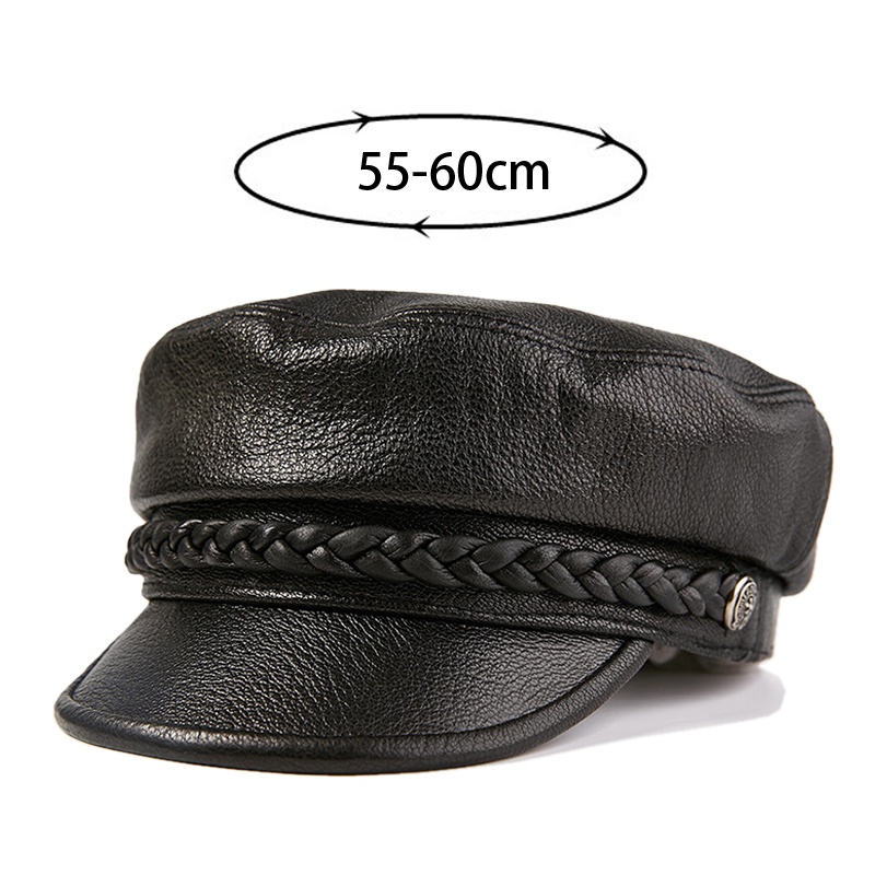 Genuine Leather Rider Style Military Hat Men Newsboy Cap Winter ...