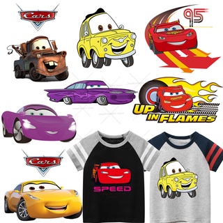 สติกเกอร์ ลายการ์ตูน Iron on Patch Lightning Mcqueen ซักทําความสะอาดได้ สําหรับตกแต่งเสื้อผ้า DIY