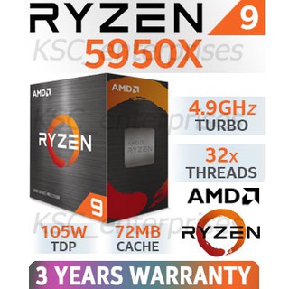 AMD AM4 RYZEN 9 5950X Up to 4.9GHz (CPU COOLER IS NOT INCLUDED) #Ryzen9 5950 x ซีพียู