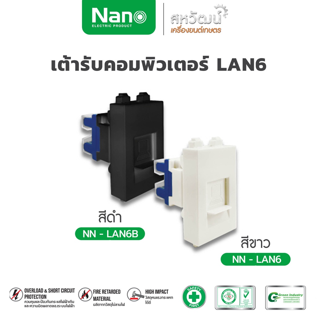 NANO เต้ารับ LAN CAT6 / CAT5E - สีขาวและสีดำ