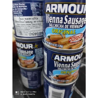 1กระป๋อง ไส้กรอกเวียนนา ไก่ ผสม หมู อาร์เมอร์ 130 กรัม Armour Original Vienna Sausage 130g