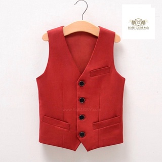 Red Boy Vest เสื้อกั๊กเด็ก สีแดง ขนาด 100, 110, 120, 130, 140, 150, 160, 170, 180 (2-14 ปี)