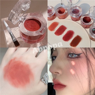 Magic casa ice cube velvet jelly lip mud ลิปสติกเนื้อกํามะหยี่ + แปรงแต่งหน้า + บลัชออน Nude Matte กันน้ําติดทนยาวนาน