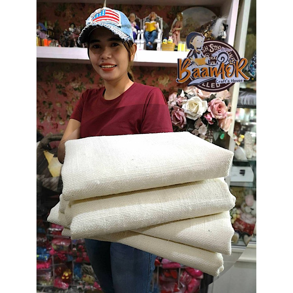 60cm x 60cm 1 pcs ผ้ากระสอบ สีขาว ตาถี่เบอร์ 2 เนื้อละเอียด ขนาด 60 x หน้ากว้าง 60 เซนติเมตร