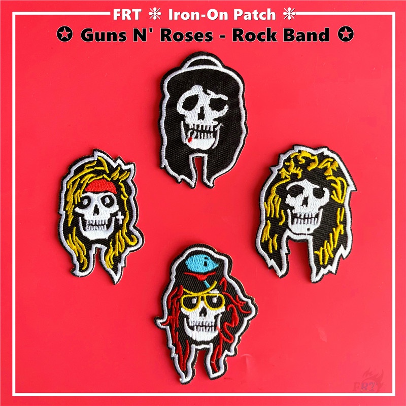 ☸ Guns N' Roses - แผ่นแพทช์รีดผ้า แบบวงร็อค ☸ แผ่นแพทช์รีดติดเสื้อ DIY 1 ชิ้น
