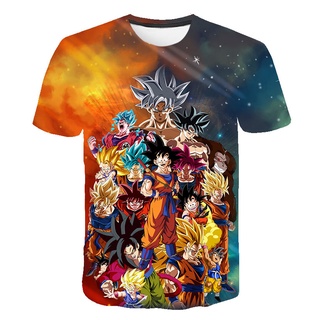 เสื้อยืด พิมพ์ลายอนิเมะ Dragon balls Goku Vegeta แฟชั่น สําหรับเด็กผู้ชาย 3 4 5 6 7 8 9 10 11 12 13 14 ปี 2022