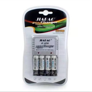 เครื่องชาร์จแบตเตอรี่ AA/AAA/9V ที่ชาร์จถ่าน พร้อมถ่านชาร์จ AA 4 ก้อนรุ่น​A-636