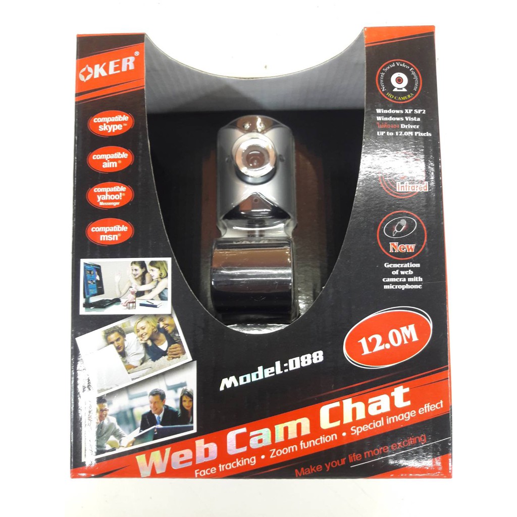 กล้อง Web Cam Chat Oker ความละเอียด 12.0 ล้านฟิกเซล  Model.088  ใช้สำหรับเรียนออนไลน์