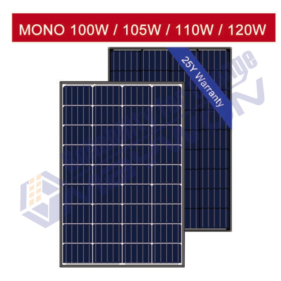 แผงโซล่าเซลล์ เกรด A โมโน 110 Watt Authorized Solar Module 36 cells Mono-crystalline 110 Watt  2 แผง