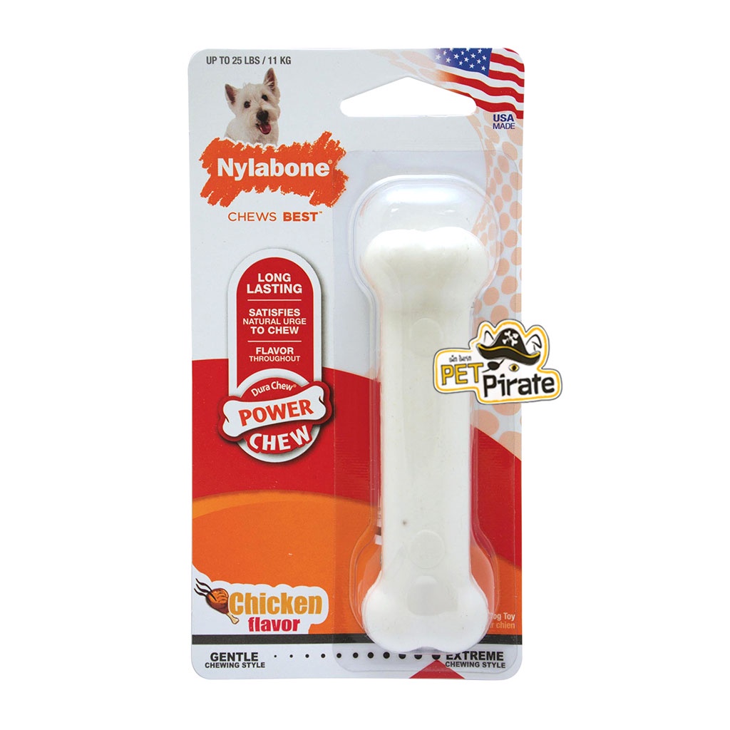 Nylabone ของเล่นสุนัข ของเล่นหมาสายแทะ แก้เบื่อ กลิ่นและรสไก่ ช่วยบริหารช่องปาก ของเล่นขัดฟัน ลดหินปูน [กัดระดับรุนแรง]