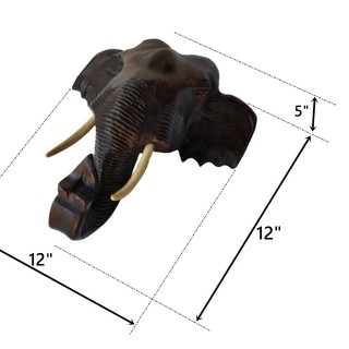 หัวช้างแกะสลักไม้แกะสลักหัวช้าง หัวช้างติดผนัง ช้างไม้แกะสลัก ตุ๊กตางานไม้ภาคเหนือ ใช้ตกแต่งบ้าน แต่งสวน แต่งโรงแรม