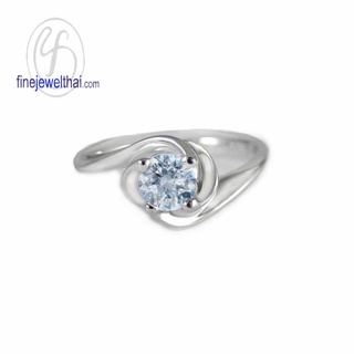 Finejewelthai-แหวนอะความารีน-แหวนพลอย-แหวนเงินแท้-พลอยประจำเดือนเกิด-Aquamarine-Silver-Ring-Birthstone-R1288aq