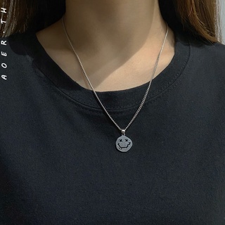 [AOER] สร้อยคอจี้รูปหน้ายิ้มง่ายฮิปฮอปสำหรับผู้ชาย / ผู้หญิง